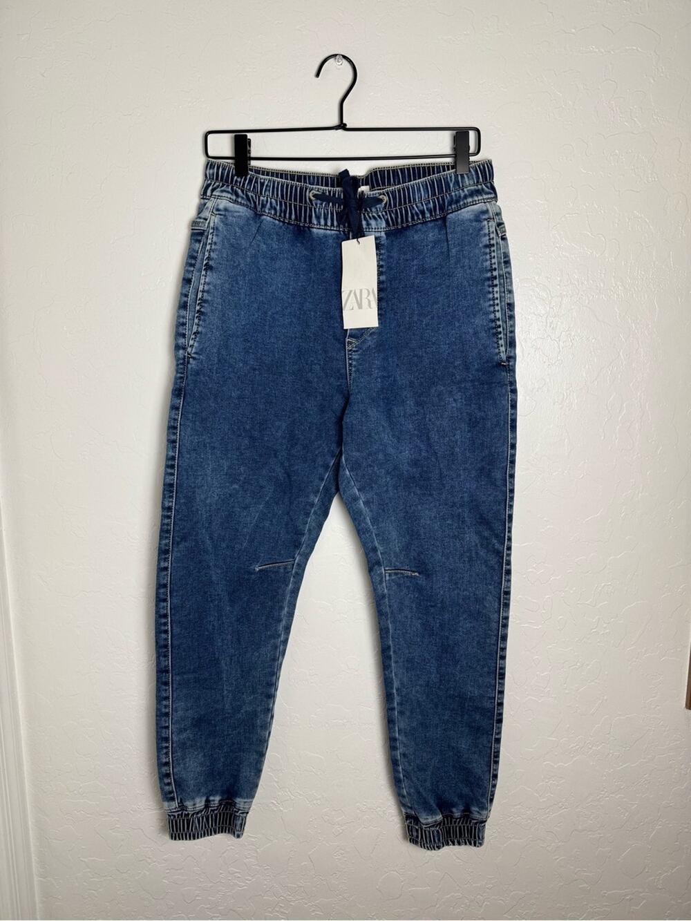 NWT Zara High Rise Medium Dark Wash Denim Joggers